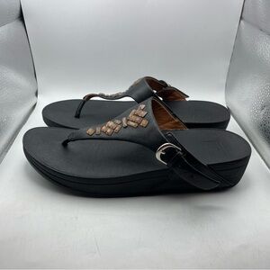 Fitflop Black Sandals with Tan Accents size 10